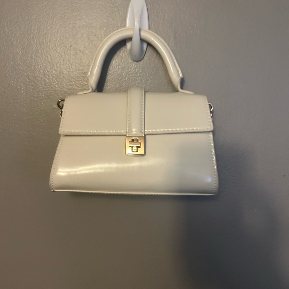 H&M purse - Glossy Cream Mini Bag - Goldtone Hardware Convertible Strap - Picture 2 of 10